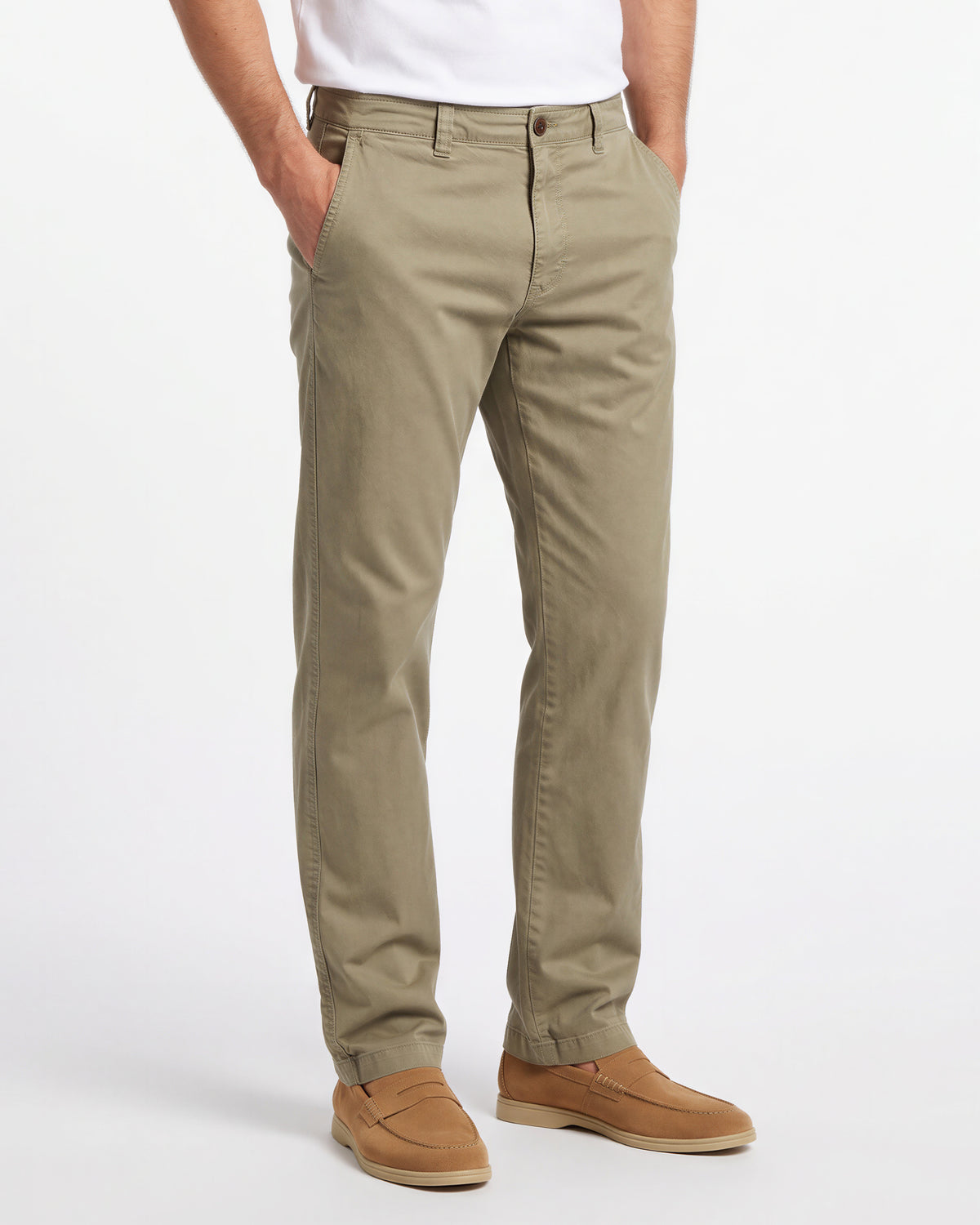 Benson Chino Pants with Stretch – Olive