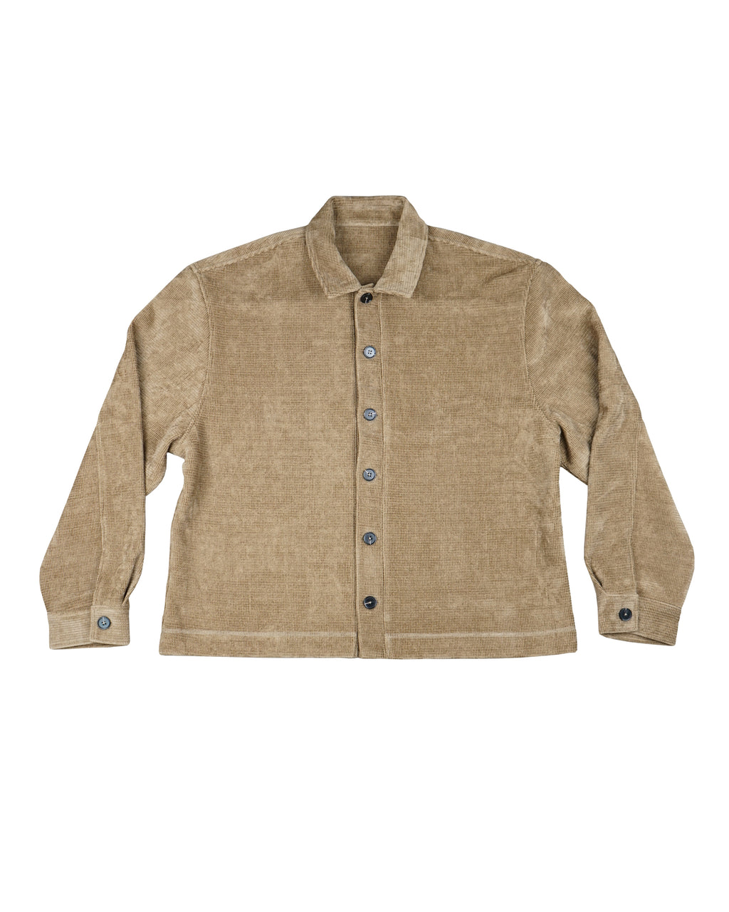 Benson Long Sleeve Textured Bonded Overshirt – Oat