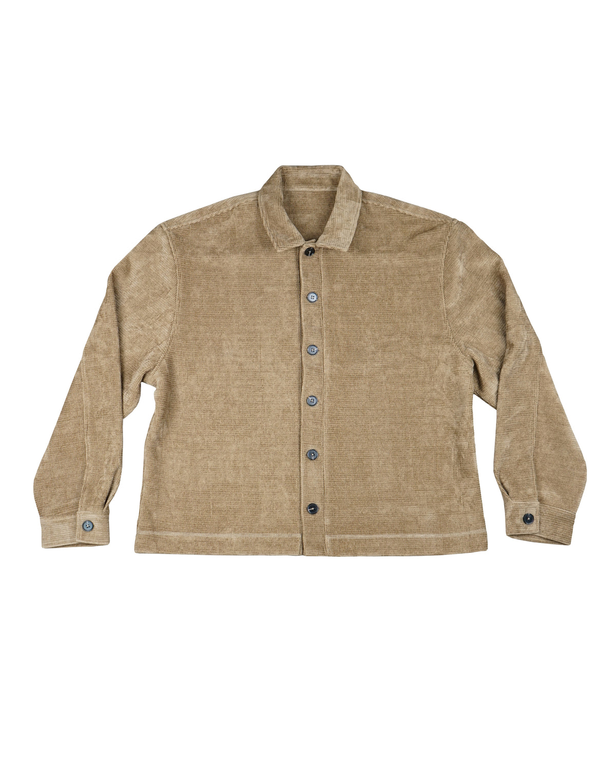 Benson Long Sleeve Textured Bonded Overshirt – Oat