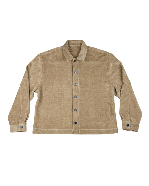 Benson Long Sleeve Textured Bonded Overshirt – Oat