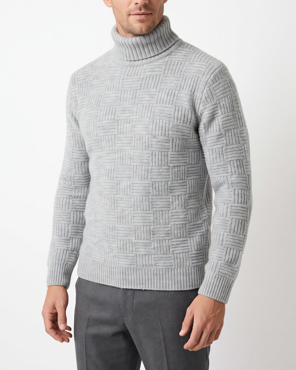 Benson Long Sleeve Turtleneck Sweater – Light Grey