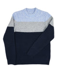 Benson Long Sleeve Crewneck Color Block Sweater – Navy