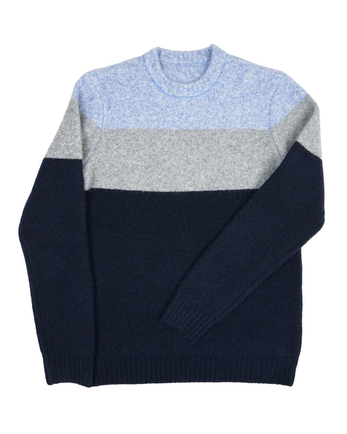 Benson Long Sleeve Crewneck Color Block Sweater – Navy