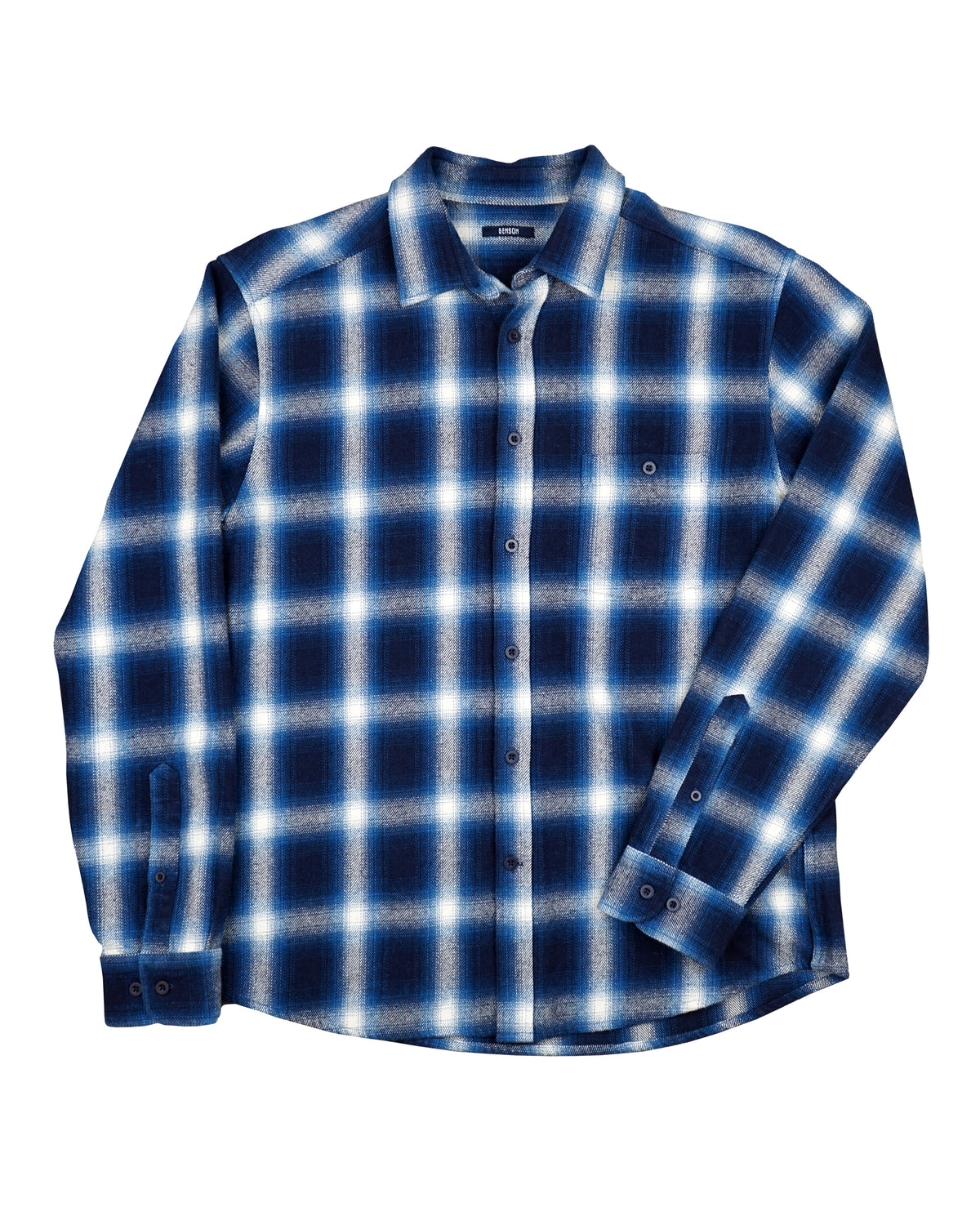 Benson Long Sleeve Lightweight Flannel Shirt – Blue Plaid