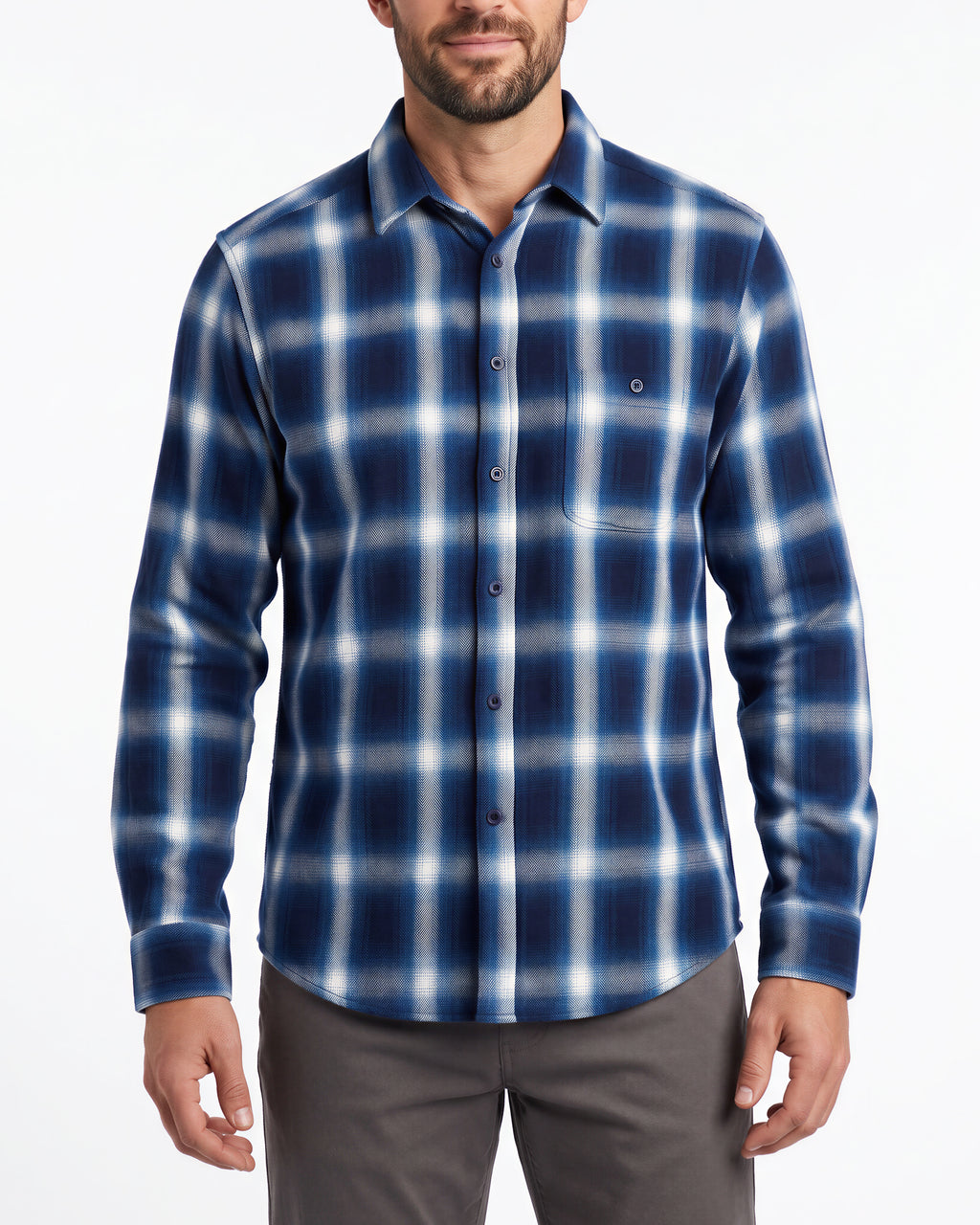 Benson Long Sleeve Lightweight Flannel Shirt – Blue Plaid