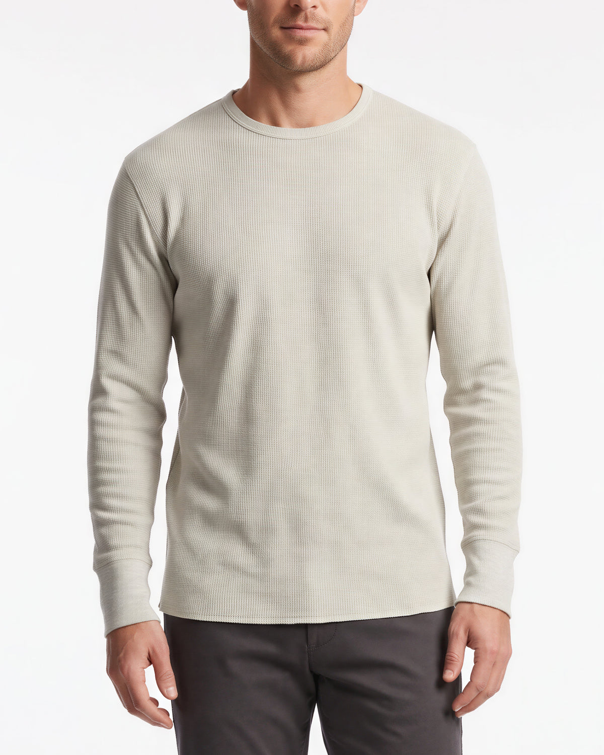 Benson Long Sleeve Waffle Knit Crewneck Shirt – Oatmeal