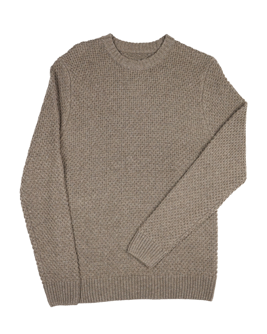 Benson Long Sleeve Crewneck Sweater – Brown