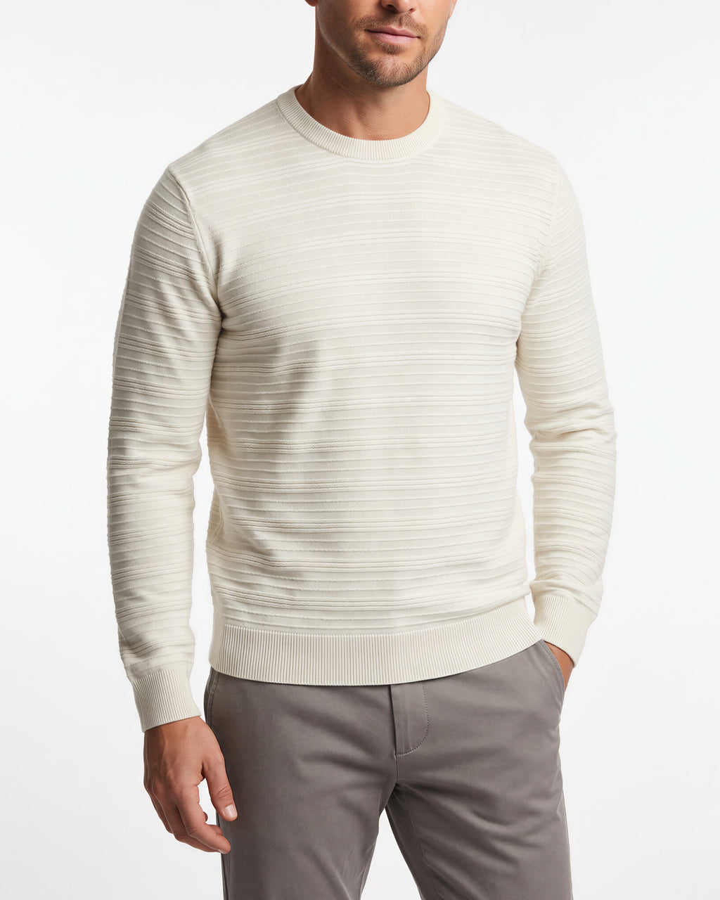 Benson Long Sleeve Crewneck Sweater – Ivory
