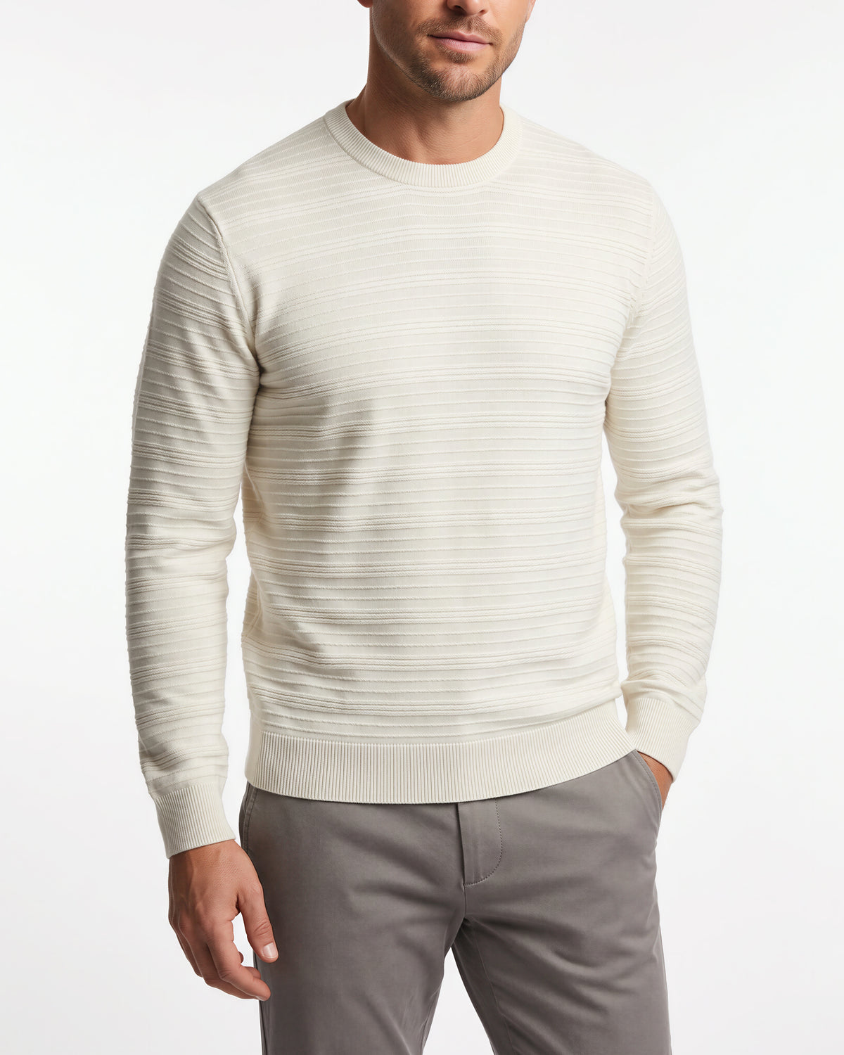 Benson Long Sleeve Crewneck Sweater – Ivory