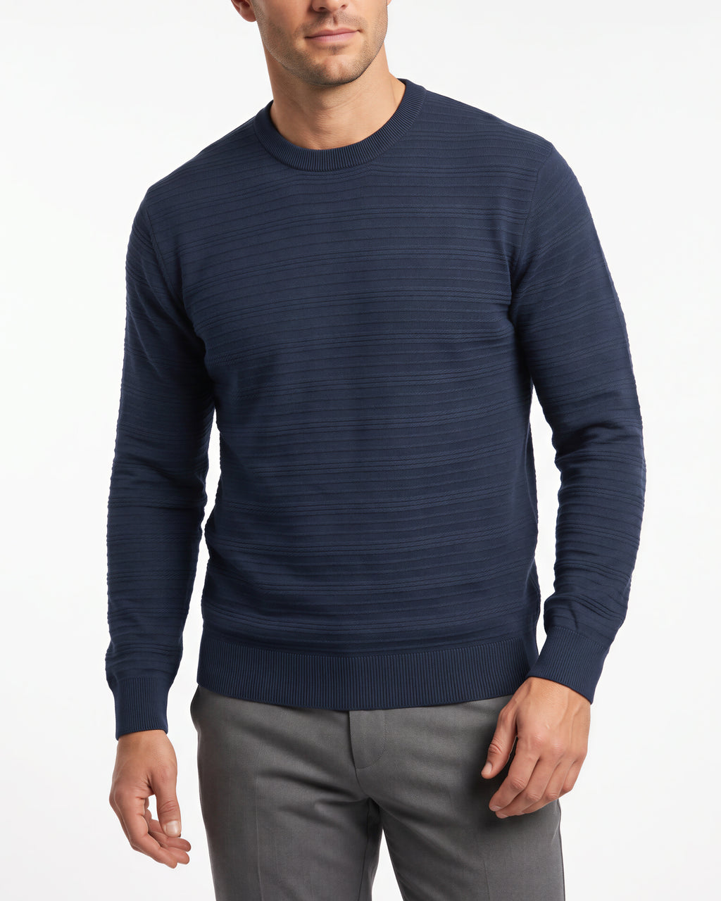 Benson Long Sleeve Crewneck Sweater – Navy