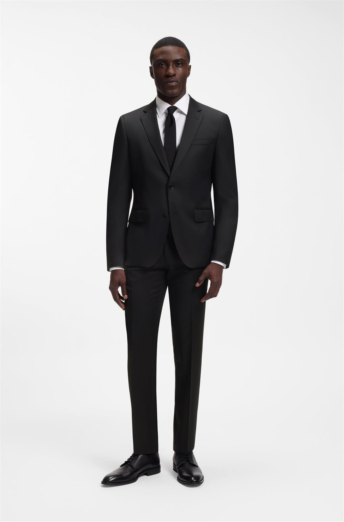 HUGO BOSS Slim-Fit Suit Jacket in Virgin-Wool Serge – Black