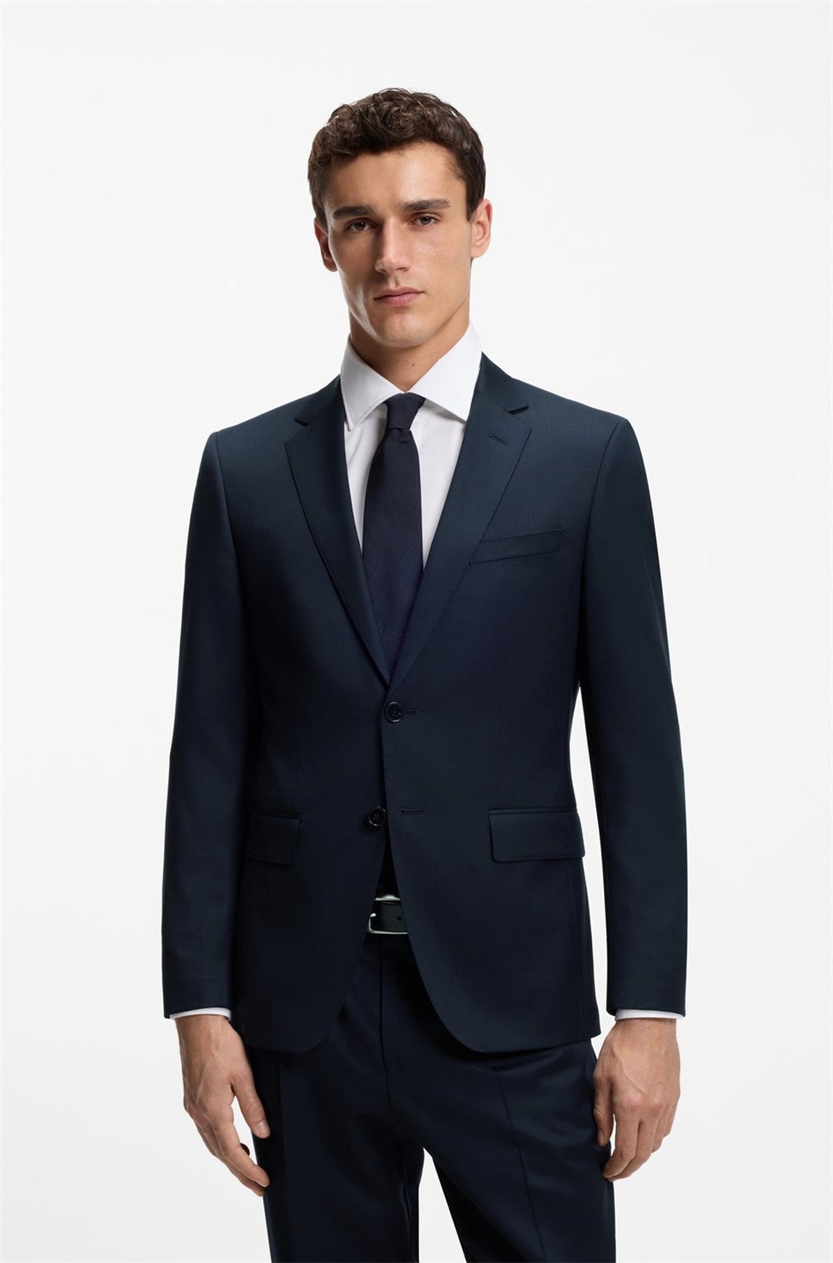 HUGO BOSS Slim-Fit Suit Jacket in Virgin-Wool Serge – Dark Blue