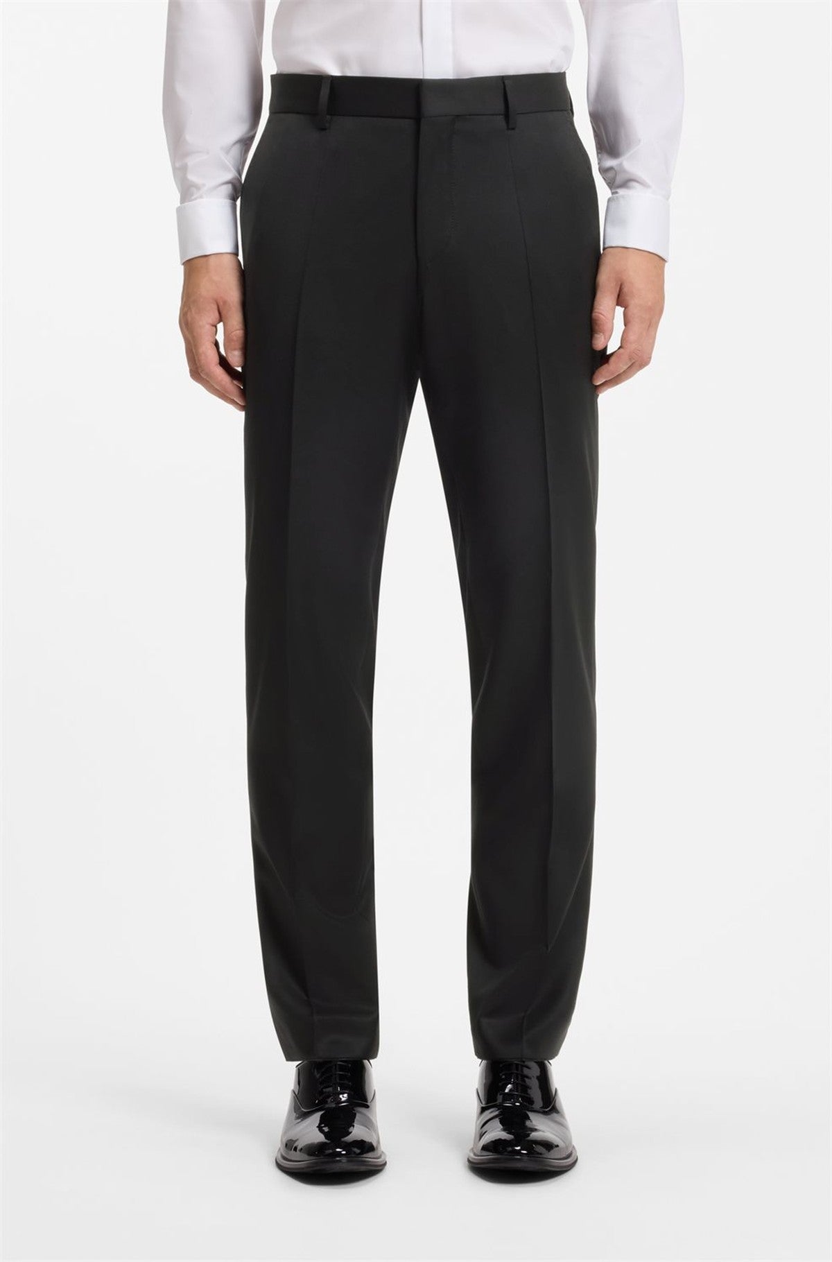 HUGO BOSS Slim-Fit Pants in Virgin-Wool Serge – Black
