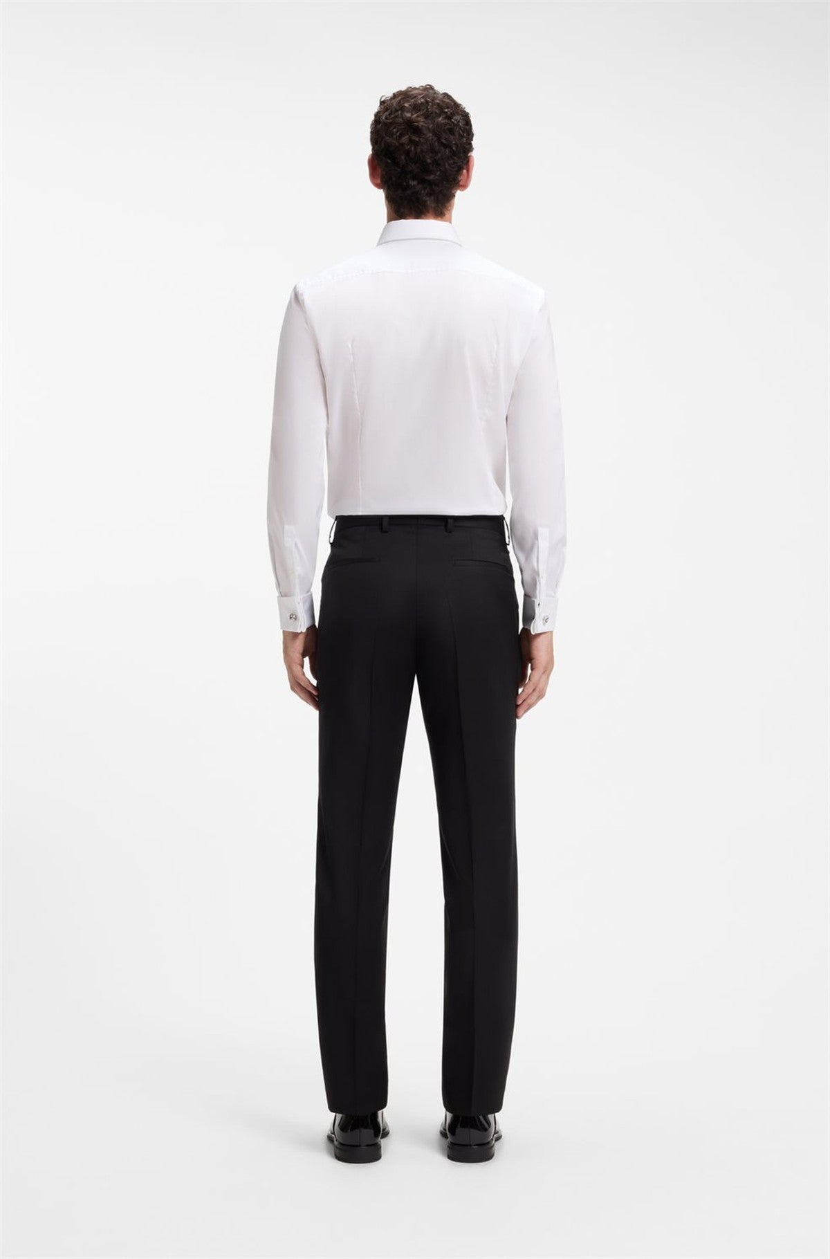 HUGO BOSS Slim-Fit Pants in Virgin-Wool Serge – Black