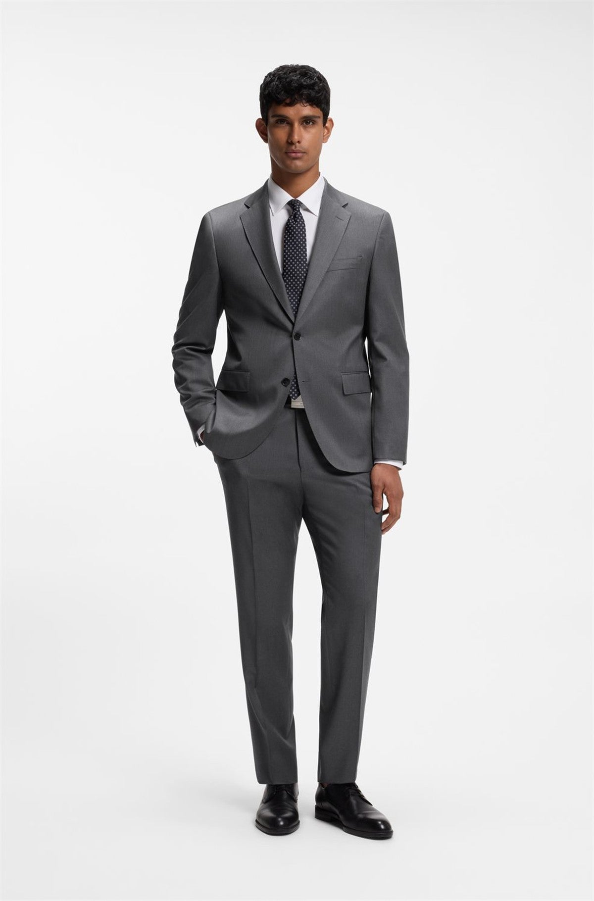 HUGO BOSS Slim-Fit Pants in Virgin-Wool Serge – Dark Grey