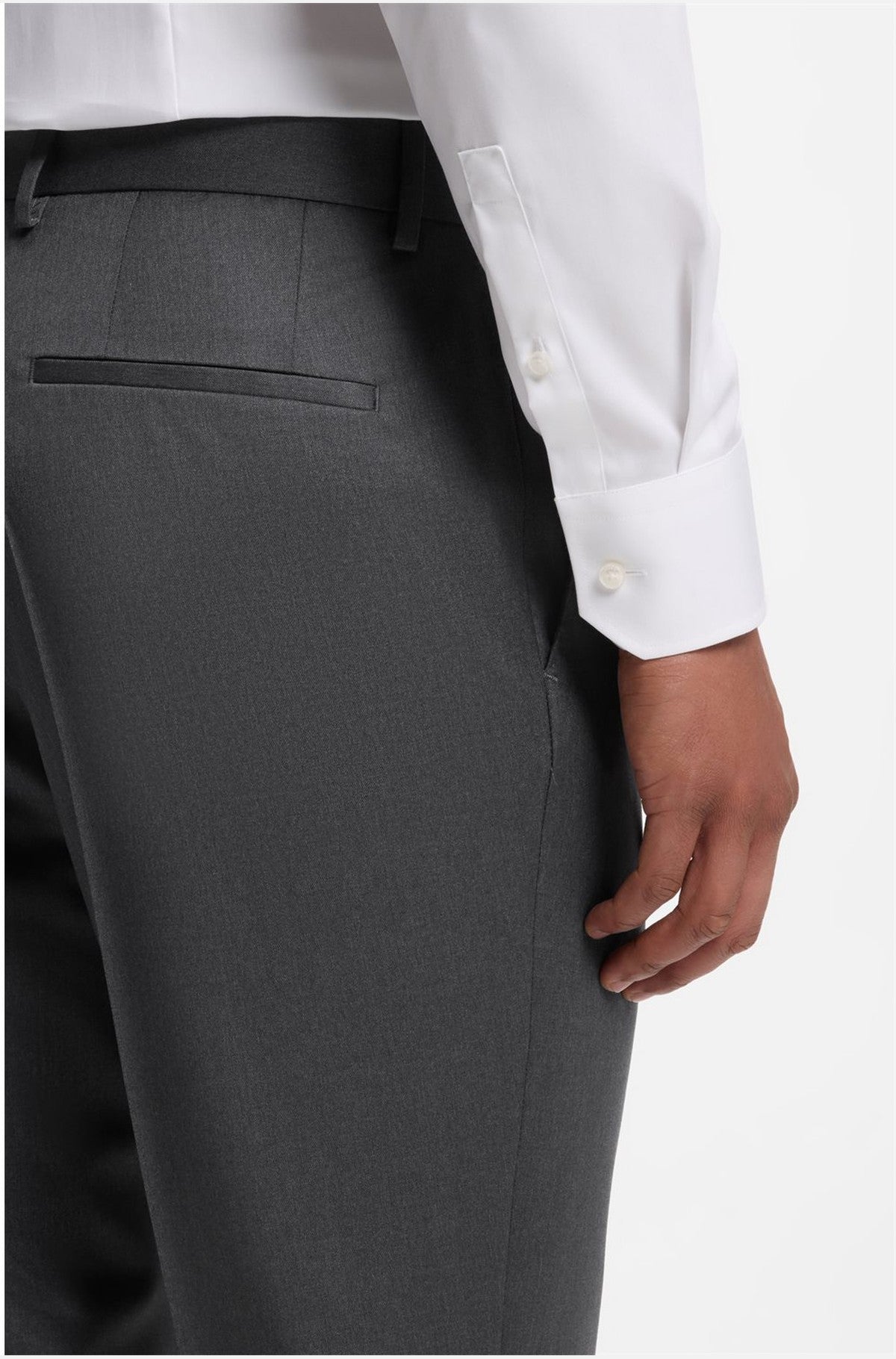 HUGO BOSS Slim-Fit Pants in Virgin-Wool Serge – Dark Grey