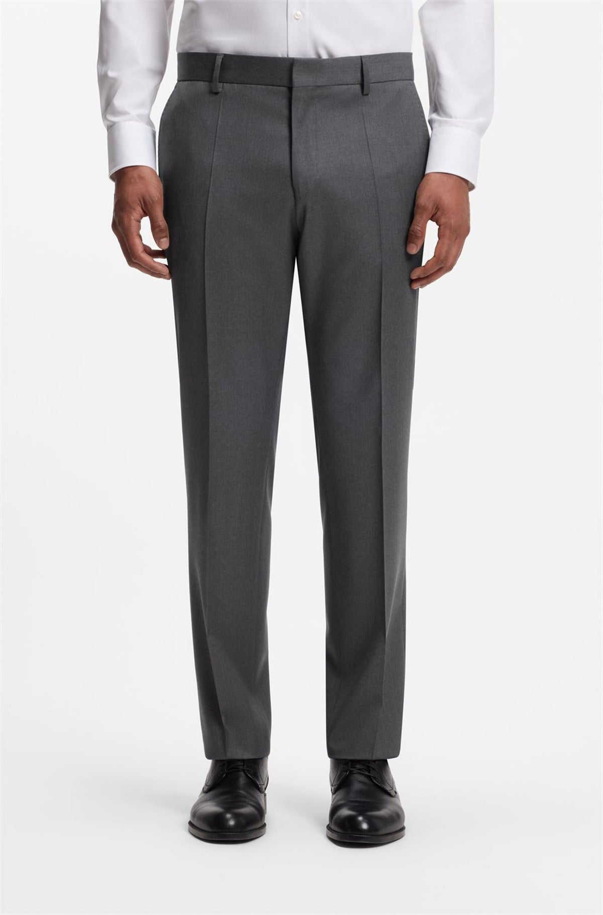 HUGO BOSS Slim-Fit Pants in Virgin-Wool Serge – Dark Grey