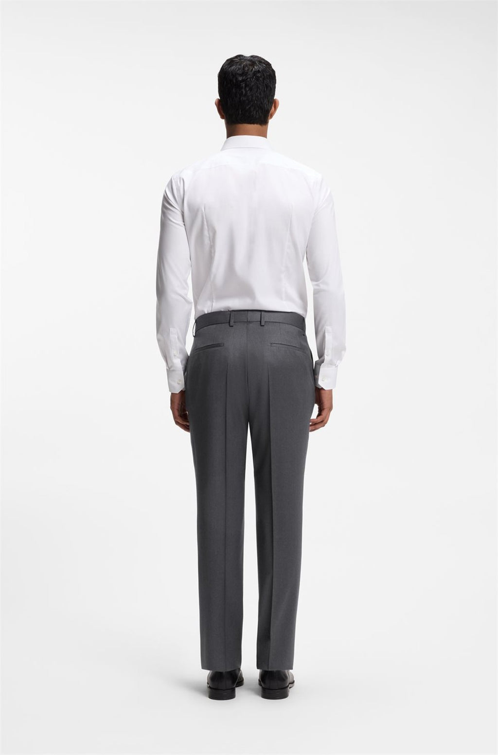 HUGO BOSS Slim-Fit Pants in Virgin-Wool Serge – Dark Grey