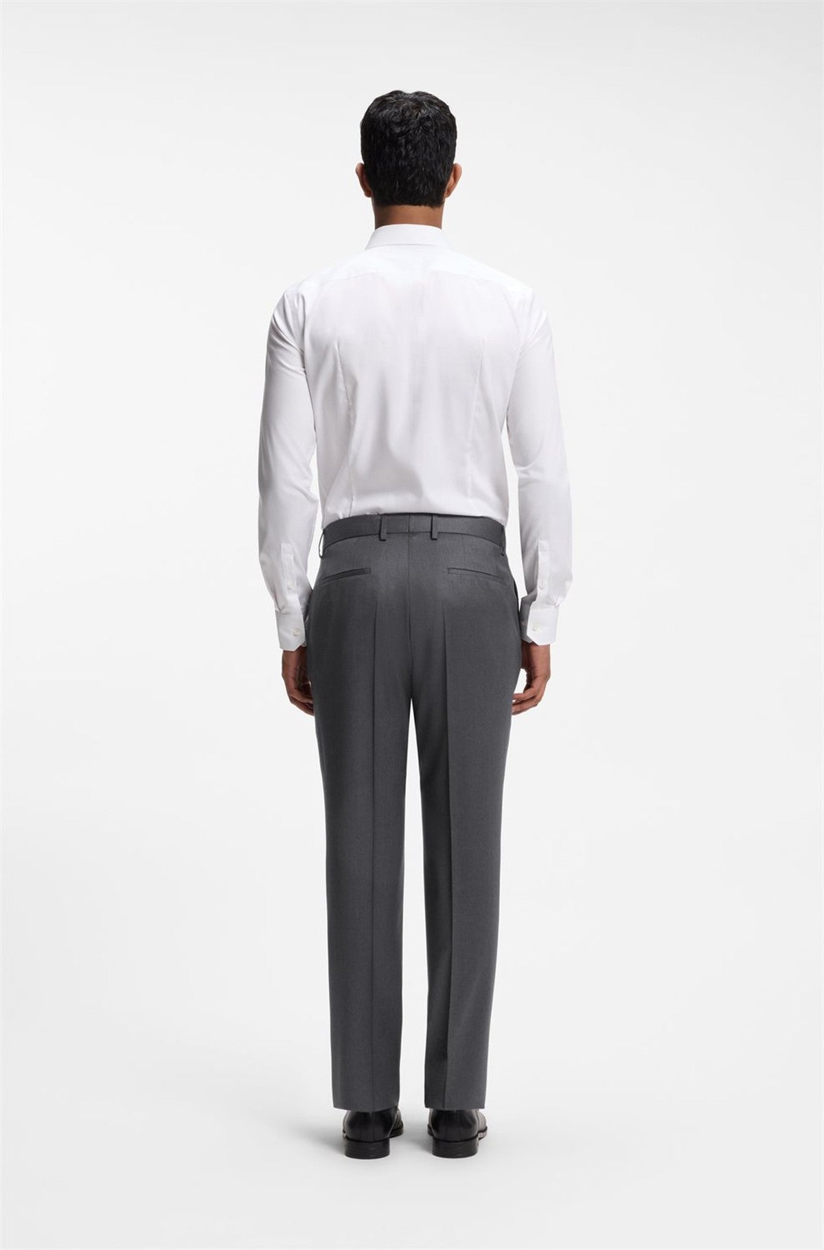 HUGO BOSS Slim-Fit Pants in Virgin-Wool Serge – Dark Grey