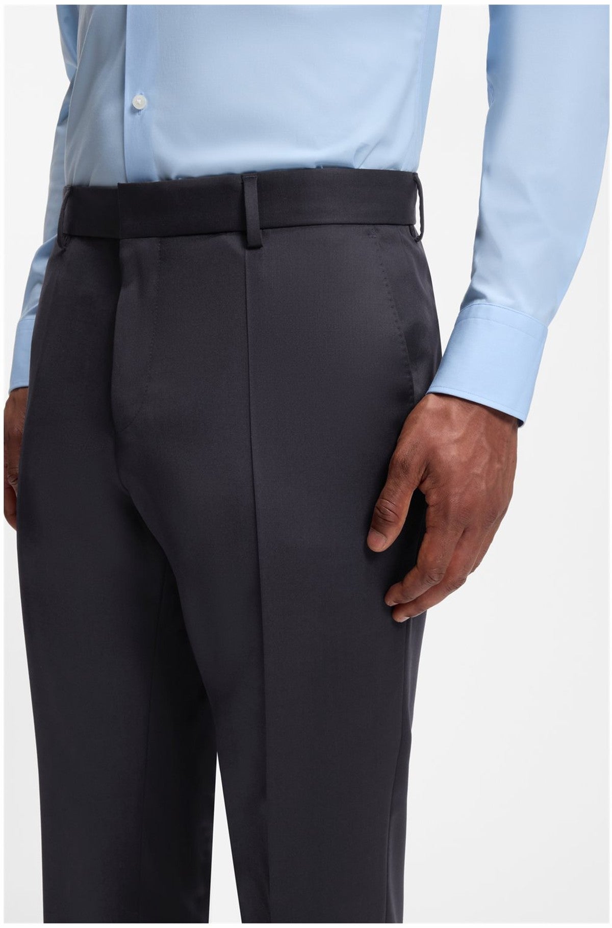 HUGO BOSS Slim-Fit Pants in Virgin-Wool Serge – Dark Blue