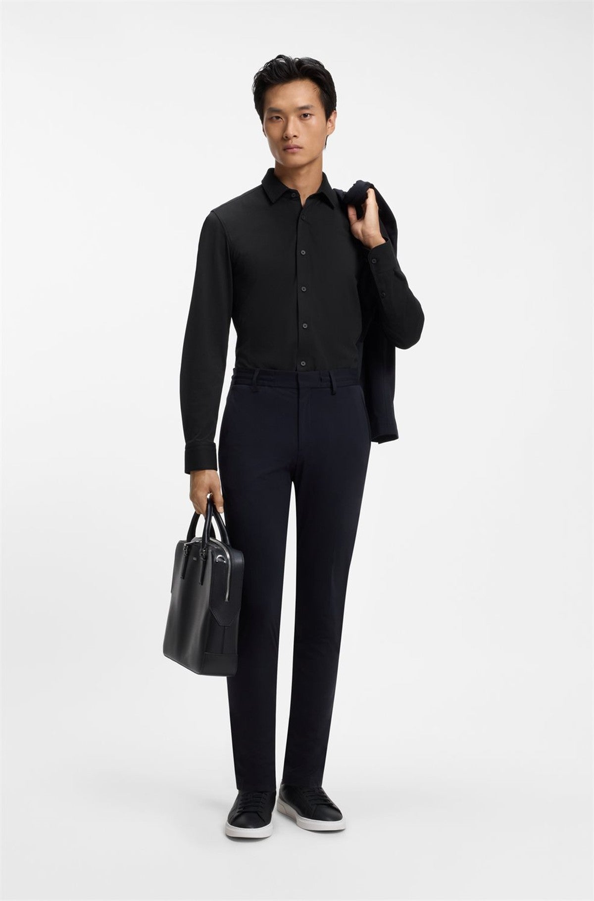 HUGO BOSS Slim-Fit Shirt in a Performance-Stretch Cotton Blend – Black