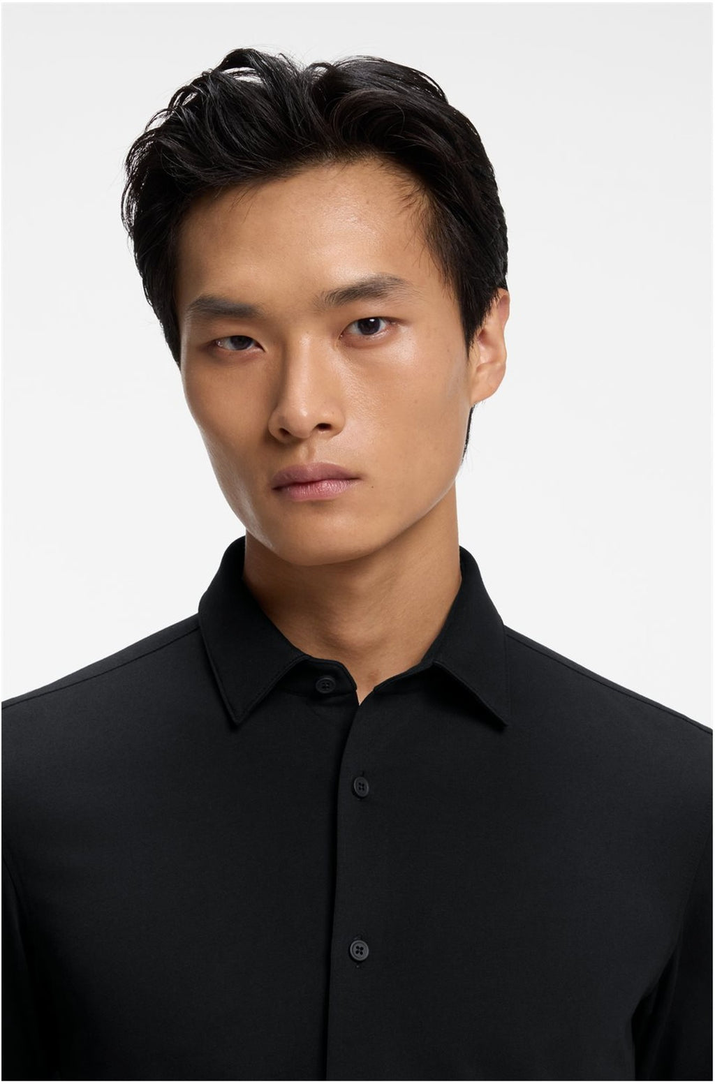 HUGO BOSS Slim-Fit Shirt in a Performance-Stretch Cotton Blend – Black