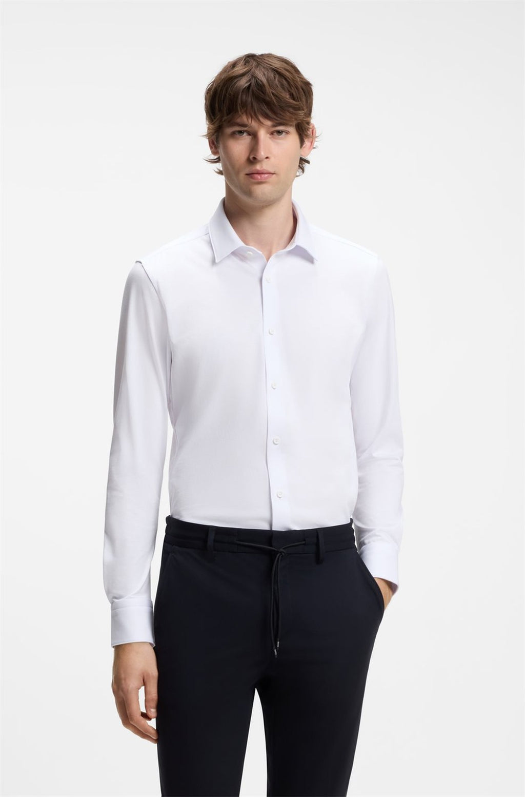 HUGO BOSS Slim-Fit Shirt in a Performance-Stretch Cotton Blend – White