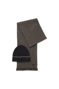 HUGO BOSS Cotton-Wool Mix Beanie and Scarf Set – Black
