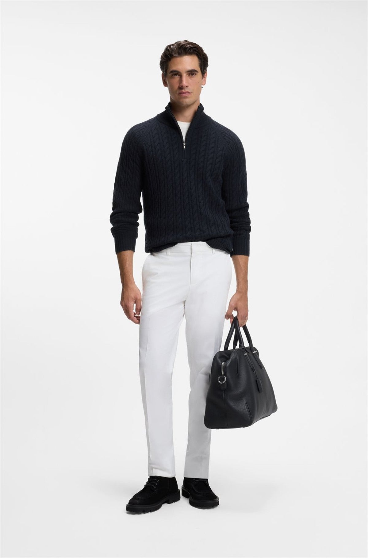 HUGO BOSS Furore Sweater in Virgin Wool and Cashmere – Dark Blue