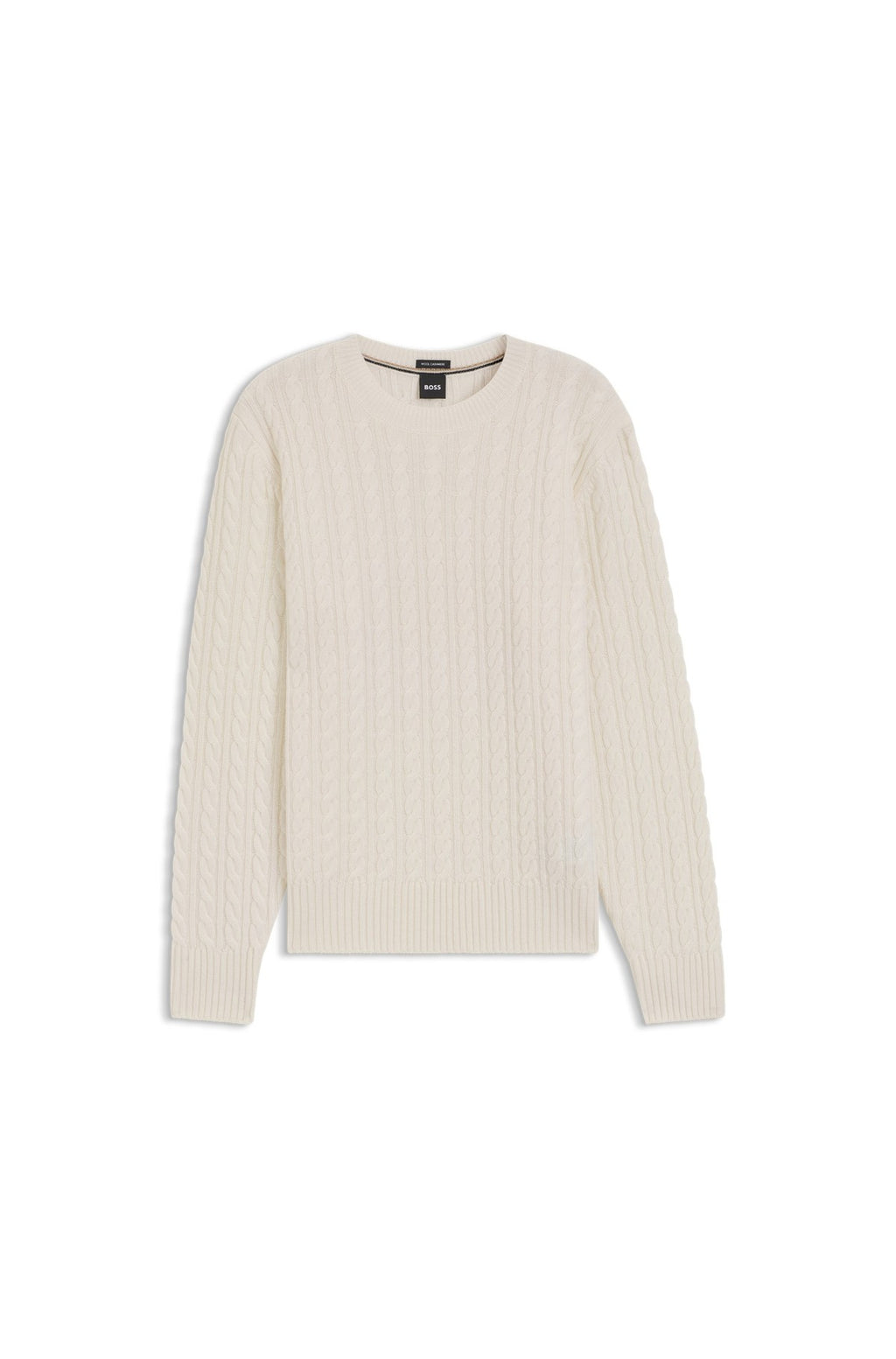 HUGO BOSS Furlan Sweater in Virgin Wool and Cashmere – Open White