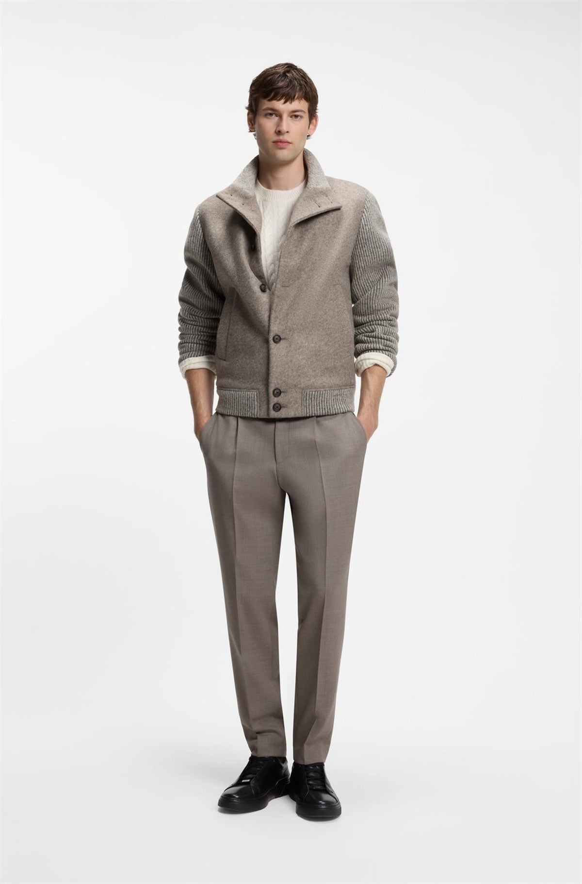 HUGO BOSS Furlan Sweater in Virgin Wool and Cashmere – Open White