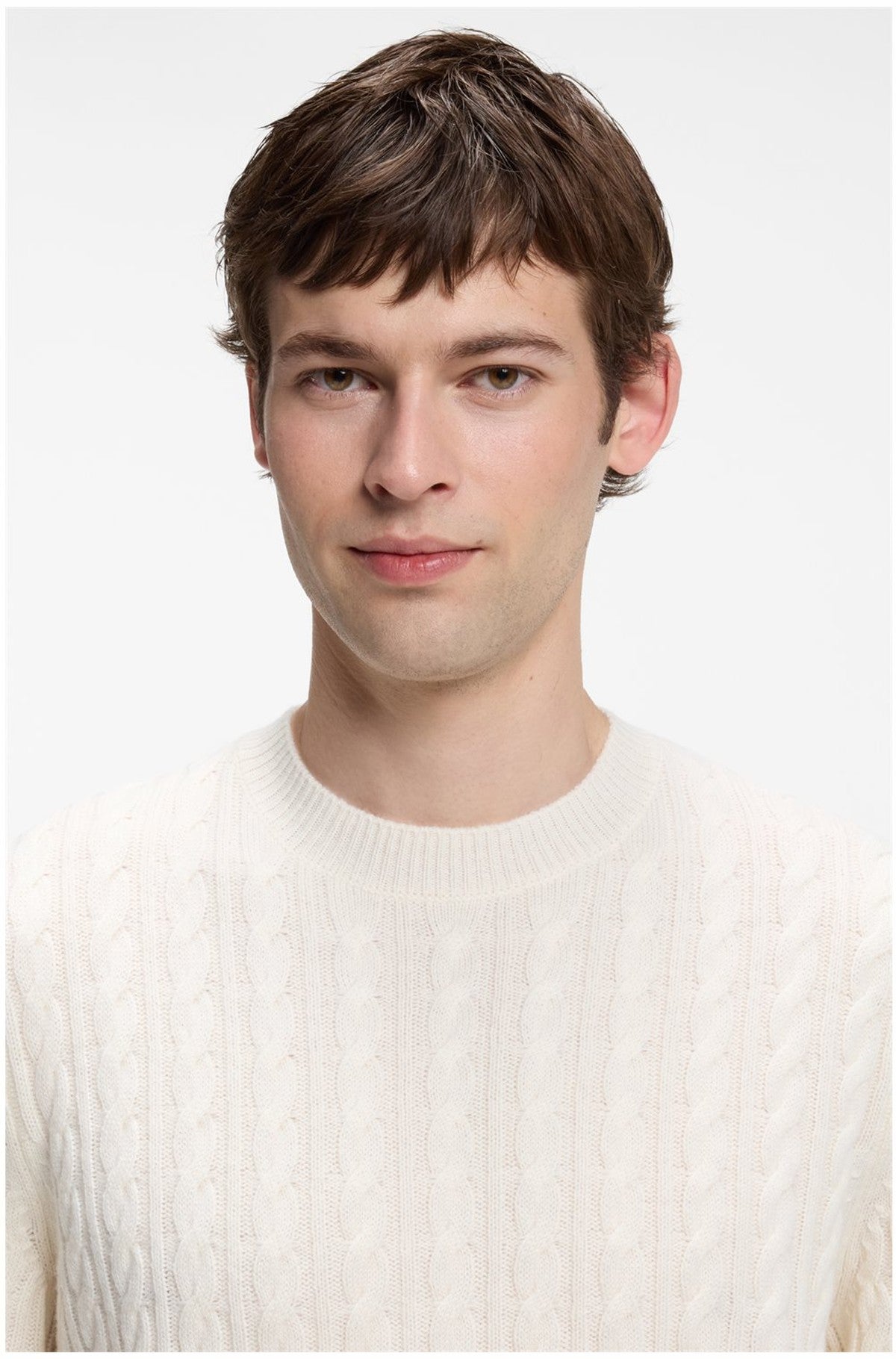 HUGO BOSS Furlan Sweater in Virgin Wool and Cashmere – Open White