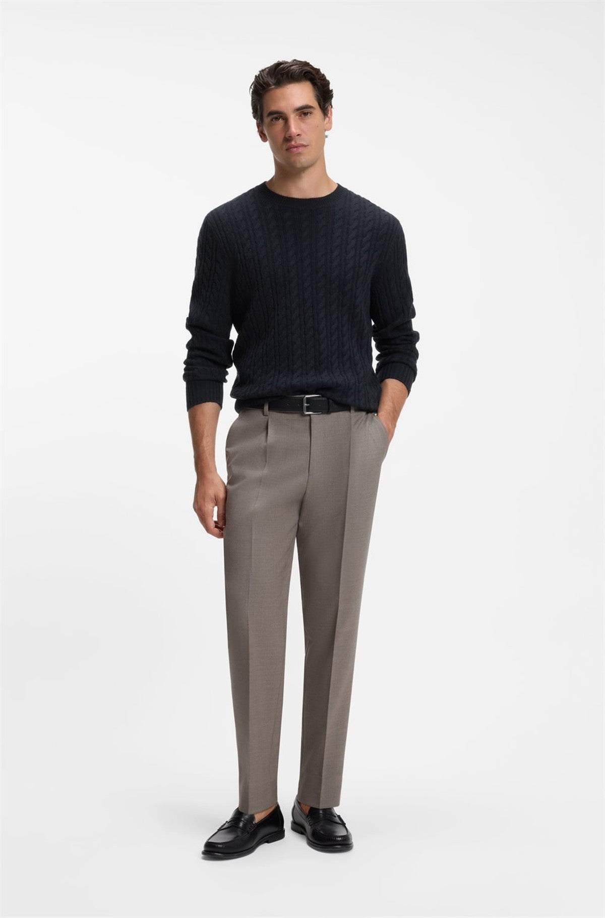 HUGO BOSS Furlan Sweater in Virgin Wool and Cashmere – Dark Blue