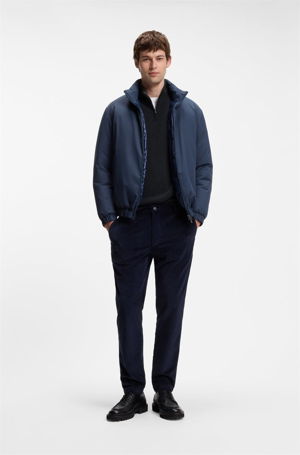 HUGO BOSS Hemarlo Sweater in Virgin Wool and Cashmere – Dark Blue