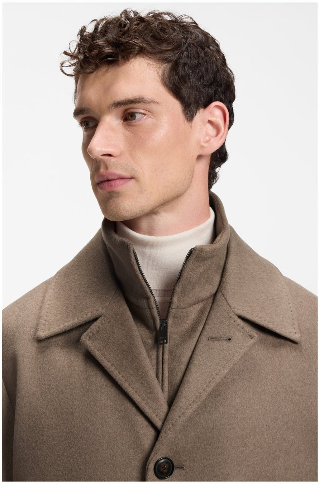 HUGO BOSS Relaxed-Fit Formal Coat in Italian Fabric – Open Brown
