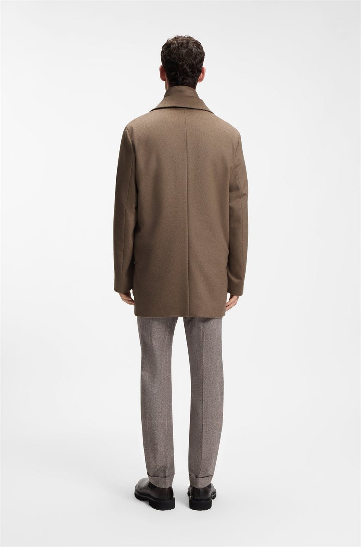 HUGO BOSS Relaxed-Fit Formal Coat in Italian Fabric – Open Brown
