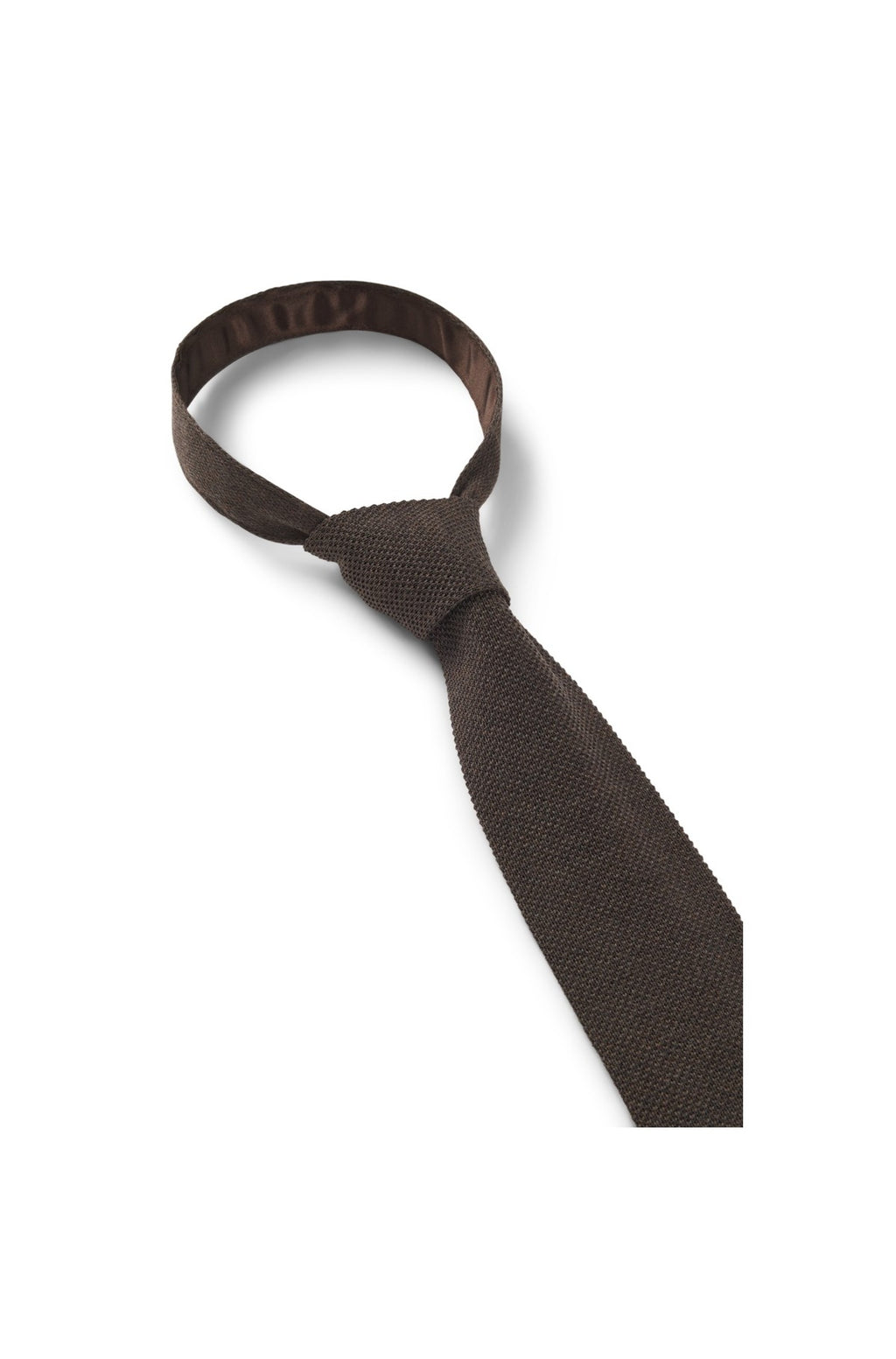 HUGO BOSS Virgin-Wool Knitted Tie – Dark Brown