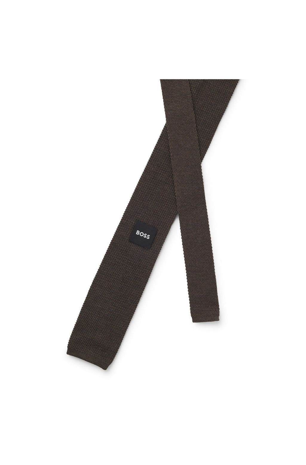 HUGO BOSS Virgin-Wool Knitted Tie – Dark Brown