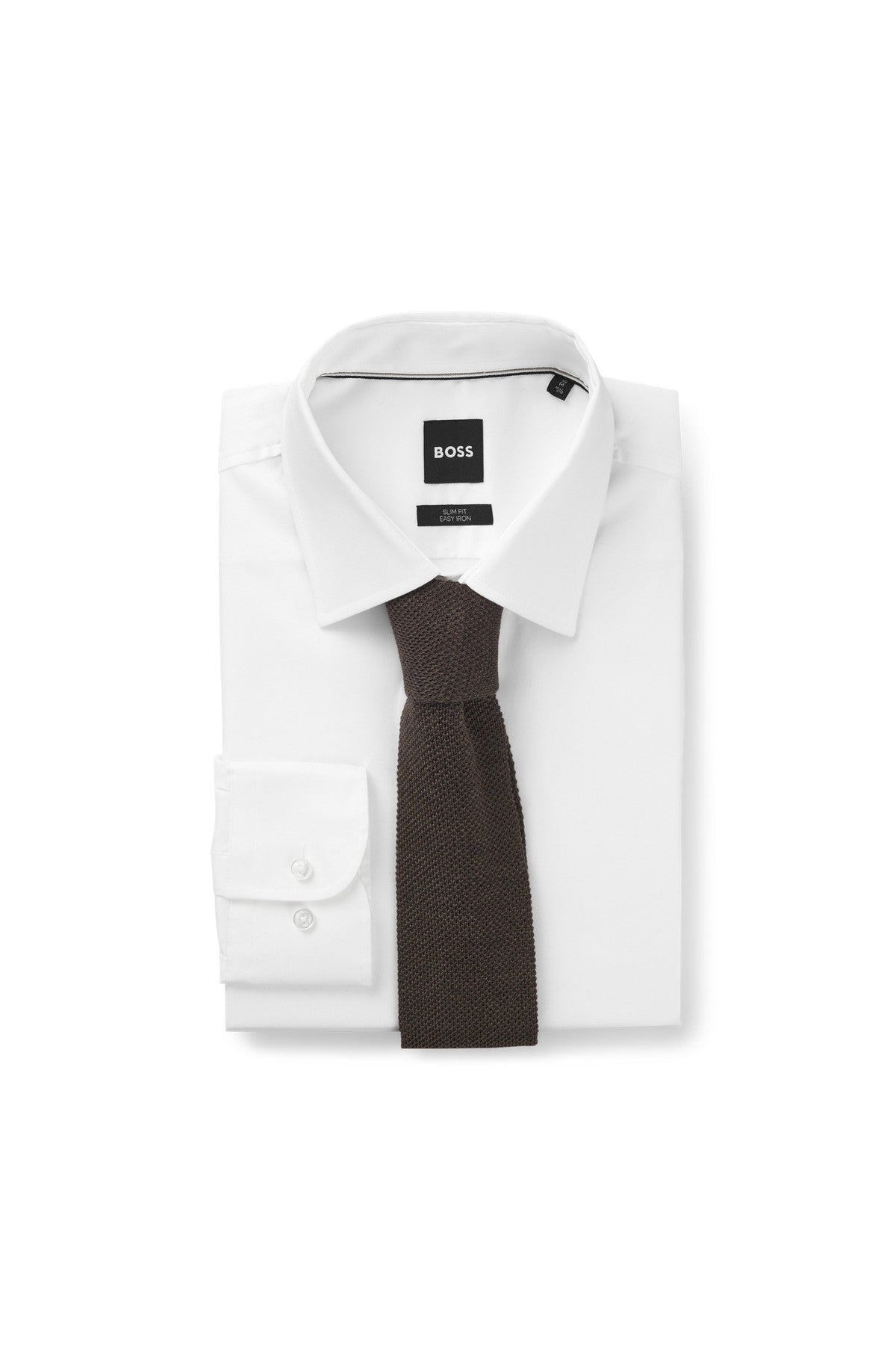 HUGO BOSS Virgin-Wool Knitted Tie – Dark Brown