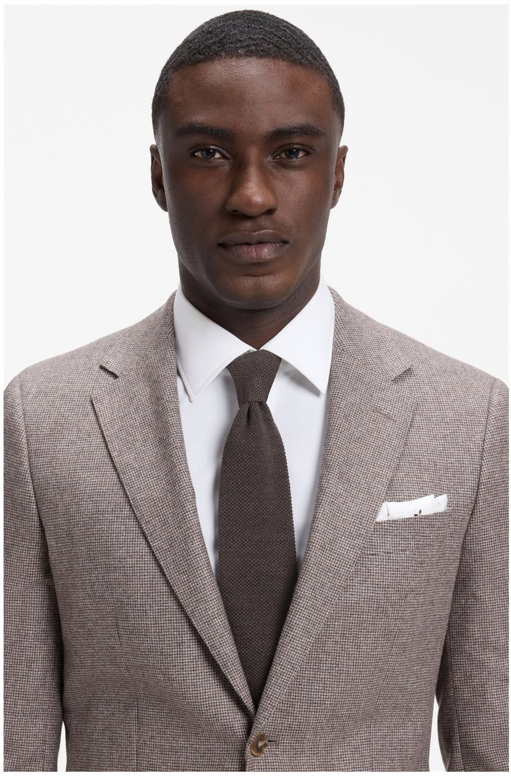 HUGO BOSS Virgin-Wool Knitted Tie – Dark Brown