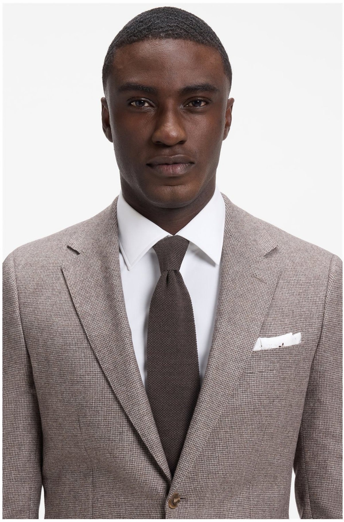 HUGO BOSS Virgin-Wool Knitted Tie – Dark Brown