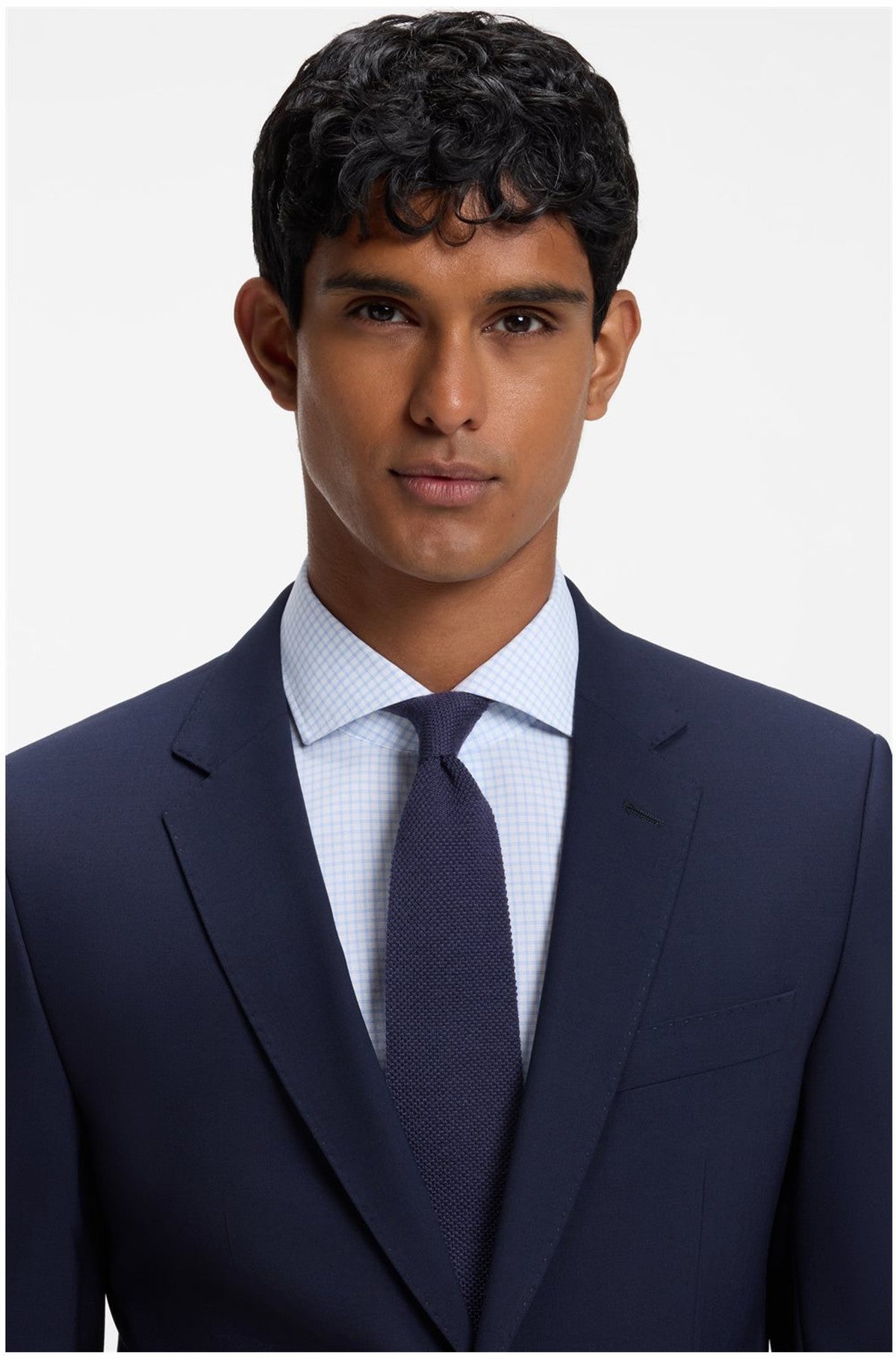 HUGO BOSS Virgin-Wool Knitted Tie – Dark Blue