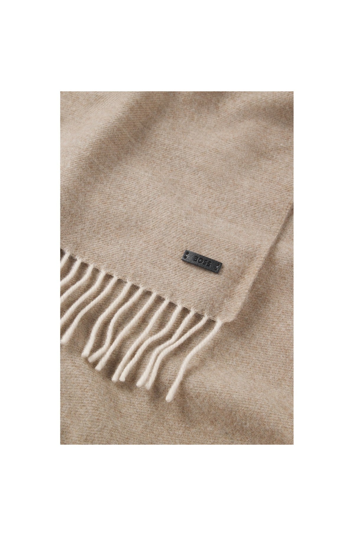 HUGO BOSS 100% Wool Scarf – Open Brown