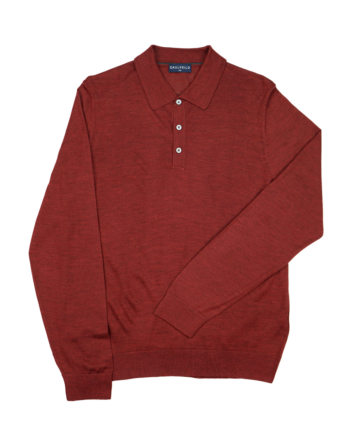 Caulfeild 1886 Long Sleeve Merino 3 Button Polo – Burgundy