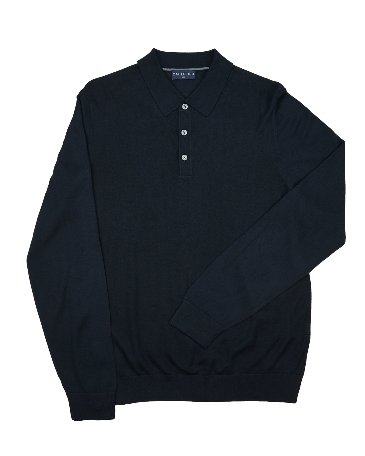 Caulfeild 1886 Long Sleeve Merino 3 Button Polo – Navy