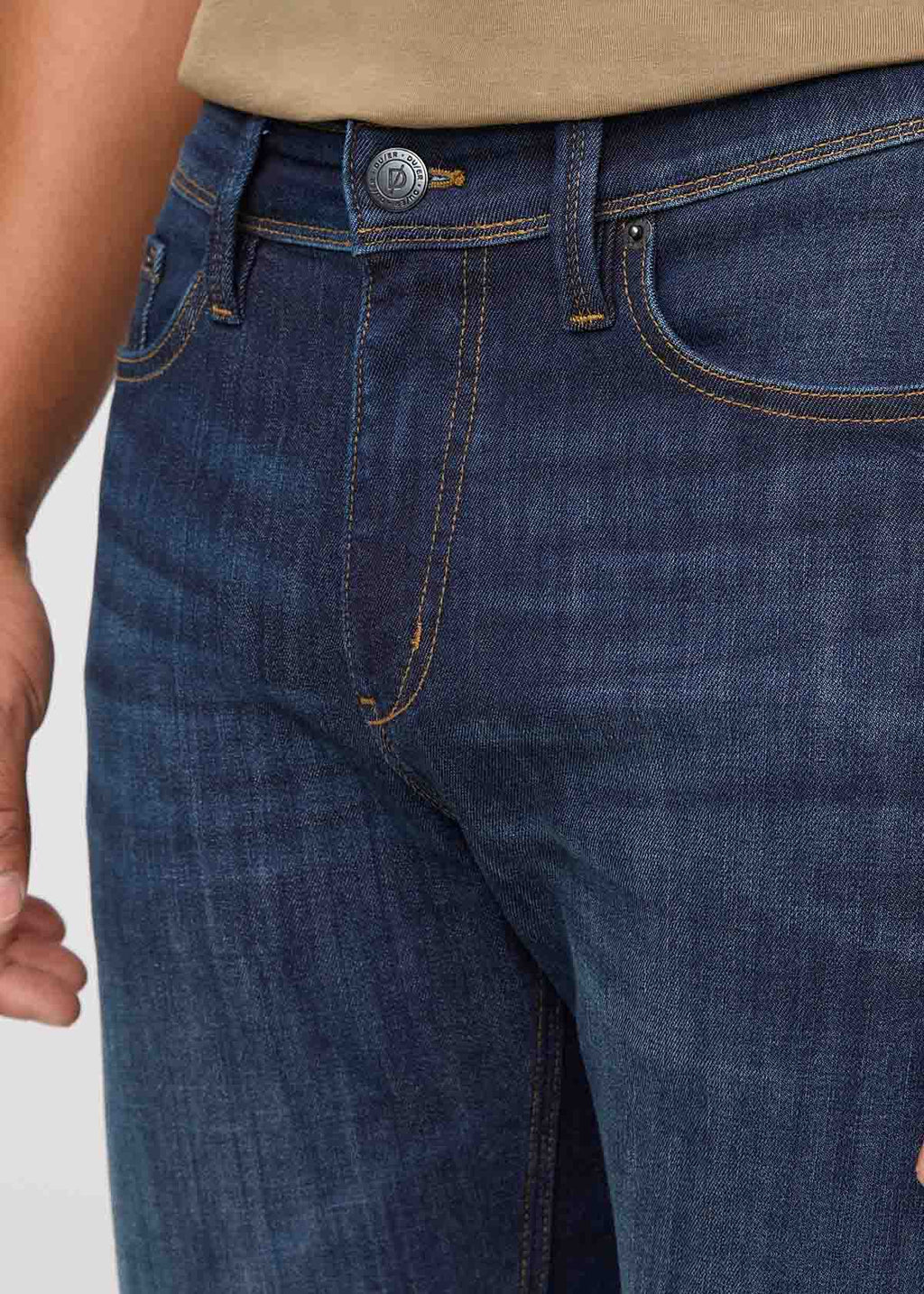 DUER Performance Denim Athletic Taper in Marina Blue