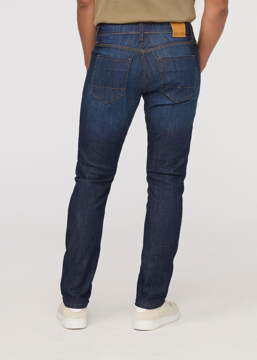 DUER Performance Denim Athletic Taper in Marina Blue