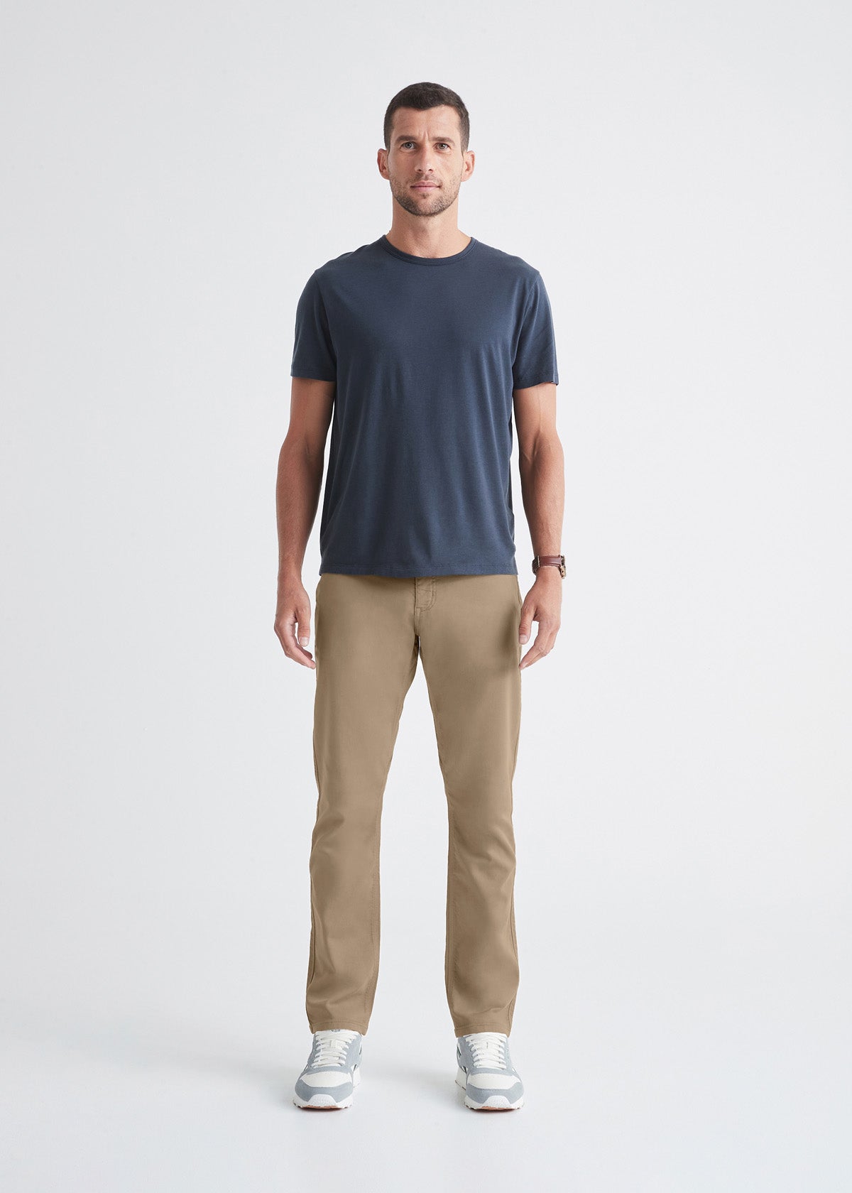 DUER No Sweat Athletic Taper in Desert Khaki