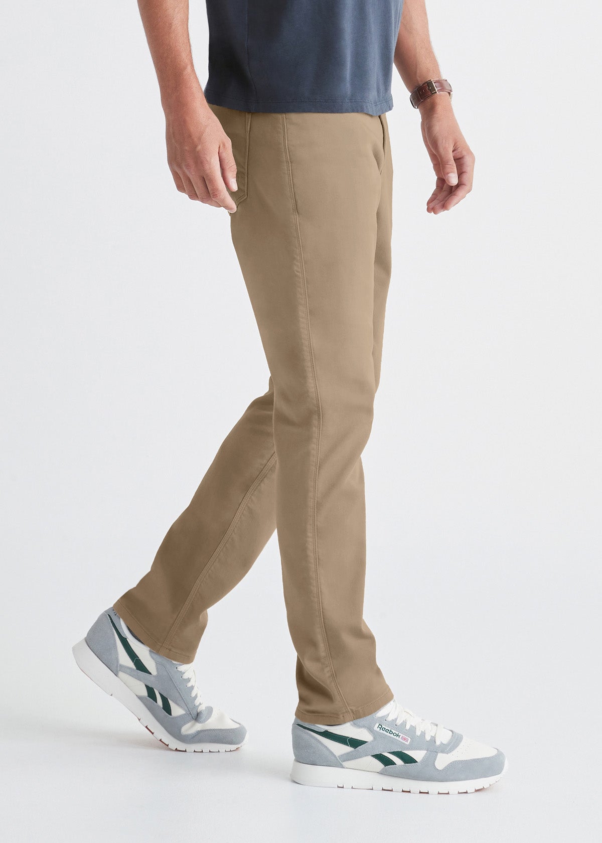 DUER No Sweat Athletic Taper in Desert Khaki