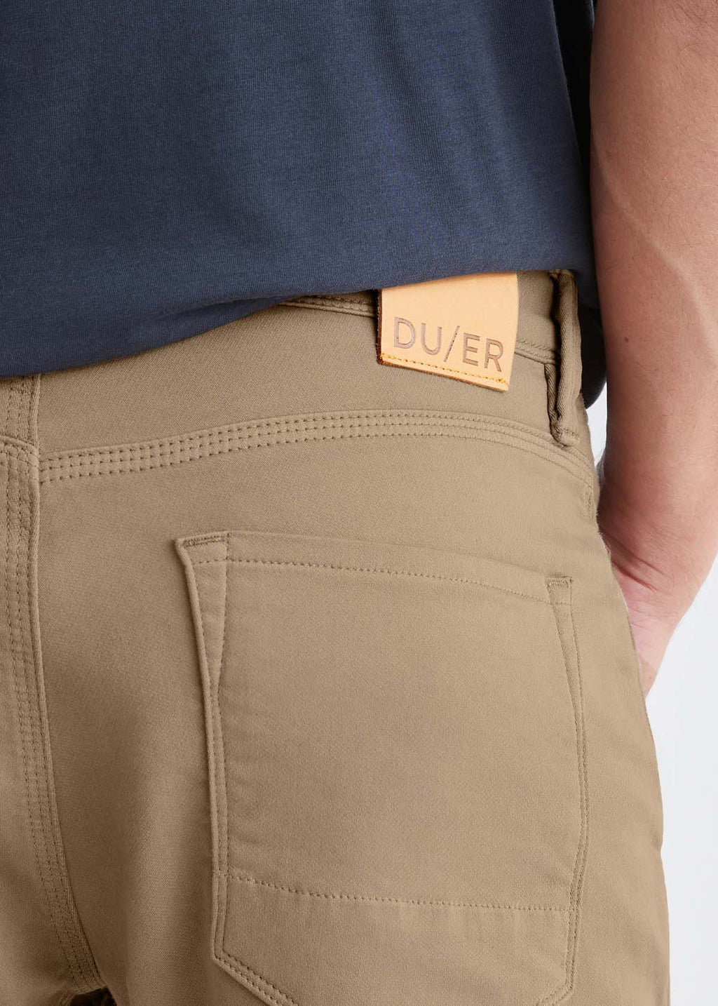 DUER No Sweat Athletic Taper in Desert Khaki